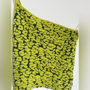 Urban Outfitters one shoulder neon green/animal print tank